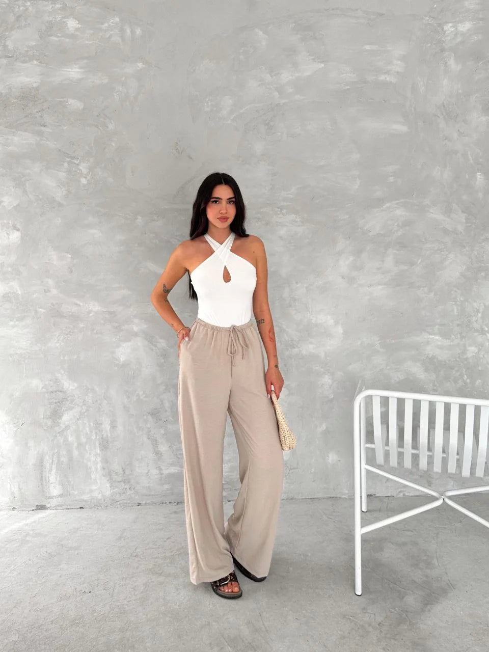 Ayrobin Oversize Kadın Pantalon - Bej