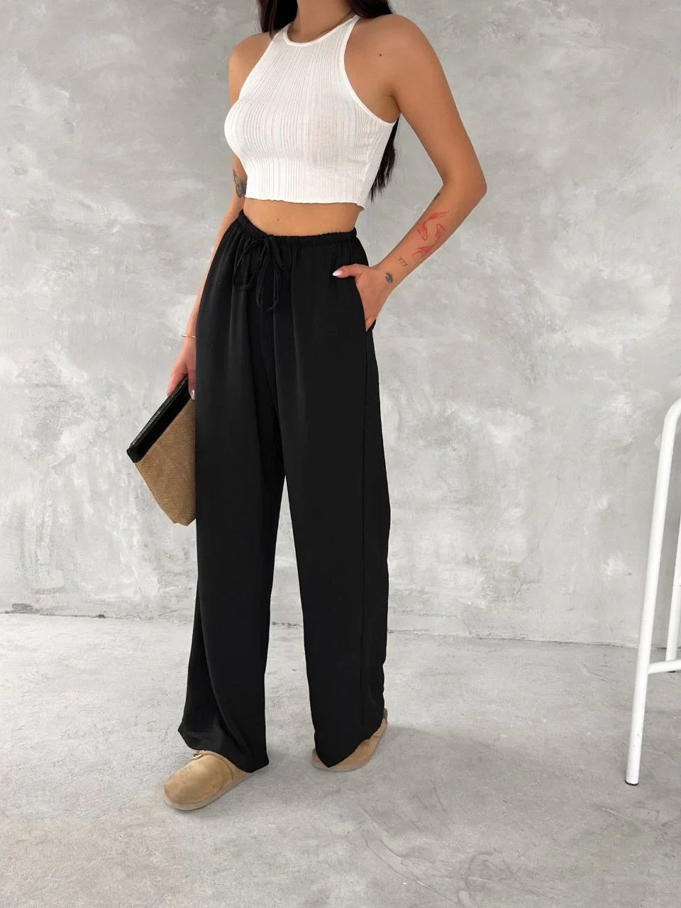 Ayrobin Oversize Kadın Pantalon - Siyah