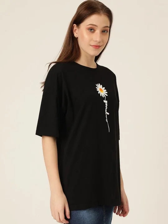 Baskılı Kadın T-shirt - Siyah