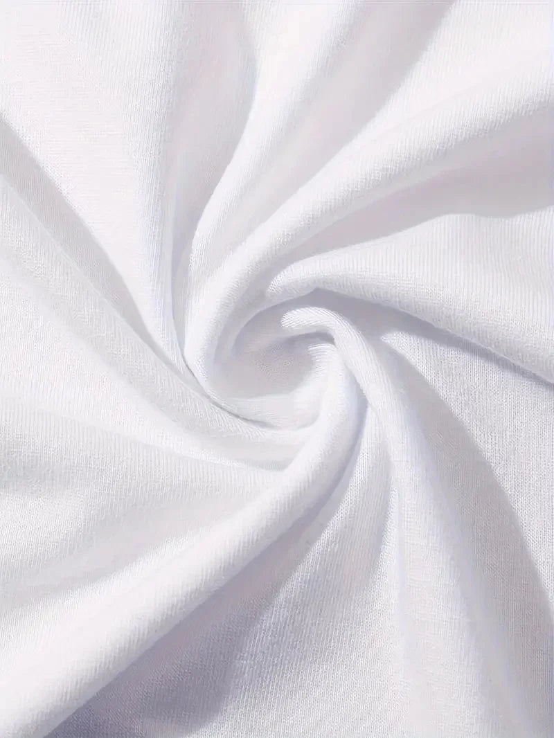 20/1 Penye Compack Baskılı Oversize Kahve Desenli Kadın Kısa Kol T-shirt - Beyaz
