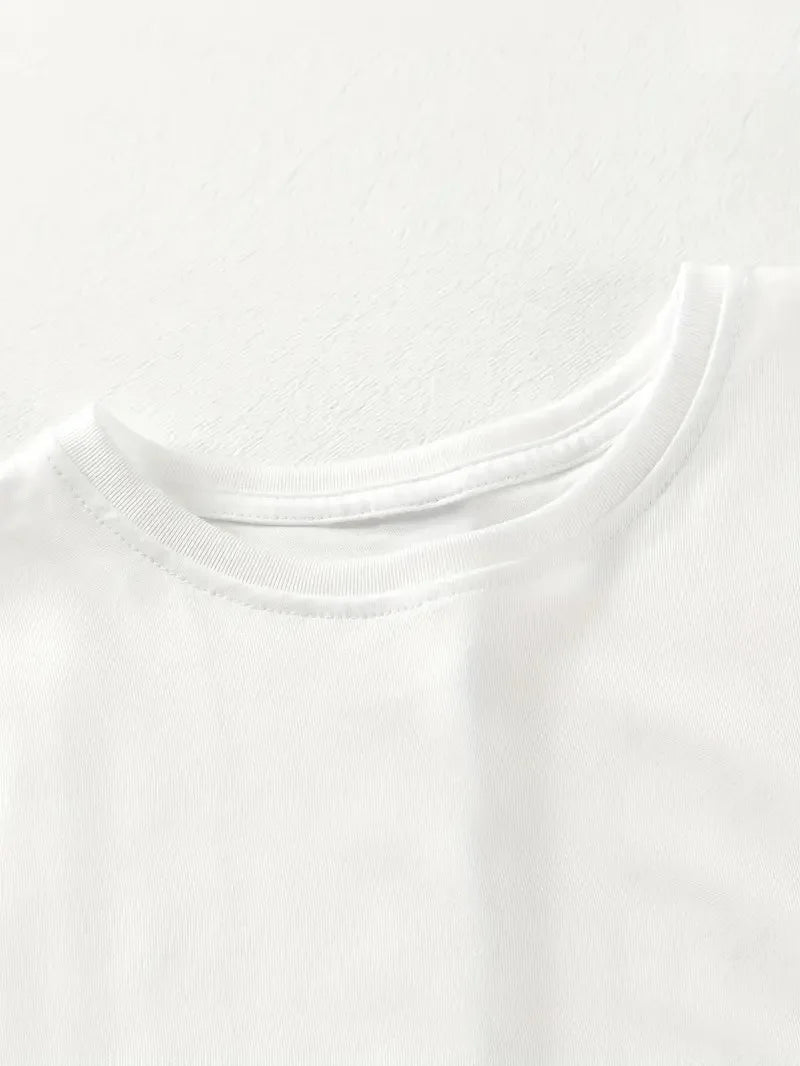 20/1 Penye Compack Gülücük Baskılı Oversize Bisiklet Yaka Kısa Kol Yazlık T-shirt - Beyaz